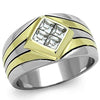 WildKlass Stainless Steel Ring Two-Tone IP Gold Men Top Grade Crystal Clear-WildKlass Jewelry