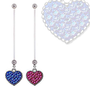 BioFlex Crystal Heart Dangle Pregnancy WildKlass Navel Ring-WildKlass Jewelry