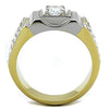 WildKlass Stainless Steel Ring Two-Tone IP Gold Men AAA Grade CZ Clear-WildKlass Jewelry
