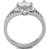 WildKlass Stainless Steel Ring High Polished (no Plating) Women AAA Grade CZ Clear-WildKlass Jewelry