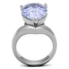 WildKlass Stainless Steel Ring High Polished (no Plating) Women AAA Grade CZ Light Amethyst-WildKlass Jewelry