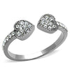 WildKlass Stainless Promise Steel Ring High Polished (no Plating) Women Top Grade Crystal Clear-WildKlass Jewelry
