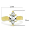 WildKlass Stainless Steel Solitaire Ring IP Gold Women AAA Grade CZ Clear-WildKlass Jewelry