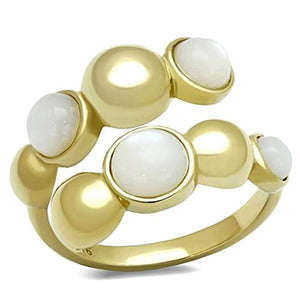 WildKlass Stainless Steel Ring IP Gold Women Semi-Precious Aurora Borealis (Rainbow Effect)-WildKlass Jewelry