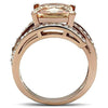 WildKlass Stainless Pave Steel Ring IP Rose Gold Women AAA Grade CZ Champagne-WildKlass Jewelry