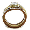 WildKlass Stainless Steel Ring IP Gold & IP Light Brown (IP Light Coffee) Women AAA Grade CZ Clear-WildKlass Jewelry