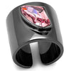 WildKlass Stainless Steel Ring IP Light Black (IP Gun) Women Top Grade Crystal Light Rose-WildKlass Jewelry