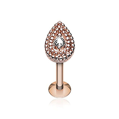 Rose Gold Aria Sparkle Teardrop WildKlass Steel Labret-WildKlass Jewelry