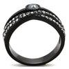 WildKlass Stainless Steel Ring IP Black Women Top Grade Crystal Hematite-WildKlass Jewelry