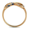 WildKlass Stainless Steel Ring IP Rose Gold Women Top Grade Crystal Sapphire-WildKlass Jewelry