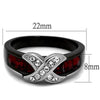 WildKlass Stainless Steel Ring Two-Tone IP Black Women Top Grade Crystal Siam-WildKlass Jewelry