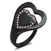 WildKlass Stainless Steel Ring IP Black Women Top Grade Crystal Light Rose-WildKlass Jewelry