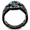 WildKlass Stainless Steel Ring IP Black Women Top Grade Crystal Sea Blue-WildKlass Jewelry