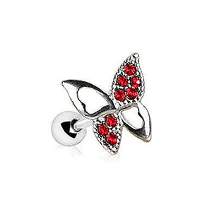 316L Stainless Steel Jeweled Butterfly WildKlass Cartilage Earring-WildKlass Jewelry