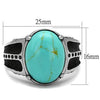 WildKlass Stainless Steel Ring High Polished (no Plating) Men Synthetic Turquoise-WildKlass Jewelry
