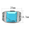 WildKlass Stainless Steel Ring High Polished Men Synthetic Sea Blue-WildKlass Jewelry