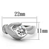 WildKlass Stainless Steel Novelty Ring High Polished (no Plating) Women AAA Grade CZ Clear-WildKlass Jewelry