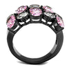 WildKlass Stainless Steel Ring IP Light Black (IP Gun) Women AAA Grade CZ Rose-WildKlass Jewelry