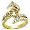 WildKlass Stainless Steel Ring IP Gold Women Top Grade Crystal Champagne-WildKlass Jewelry