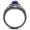 WildKlass Stainless Steel Ring IP Light Black (IP Gun) Women Synthetic Sapphire-WildKlass Jewelry