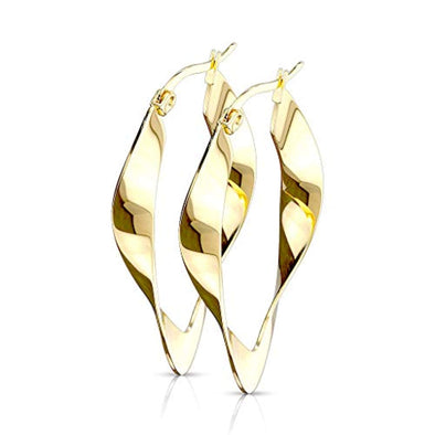 WildKlass Pair of 316L Stainless Steel Twisted Oval Hoop Earrings-WildKlass Jewelry
