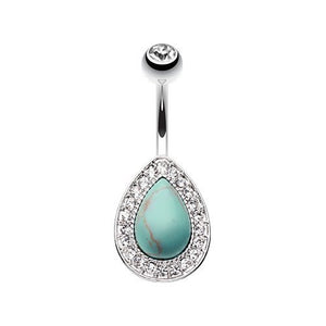 Avice Turquoise Multi-gem 316L Surgical Steel Belly Button Ring-WildKlass Jewelry