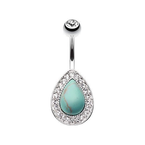 Avice Turquoise Multi-gem 316L Surgical Steel Belly Button Ring-WildKlass Jewelry