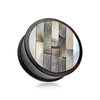 Organic Mosaic Tiled Areng Wood Double Flared Ear Gauge WildKlass Plug-WildKlass Jewelry