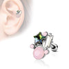 AB Crystal Star and Opalite Stones Cluster Top 316L Surgical Steel WildKlass Cartilage Barbell Studs-WildKlass Jewelry
