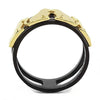 WildKlass Stainless Steel Ring IP Gold+ IP Black Women-WildKlass Jewelry