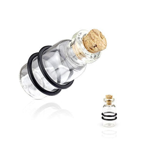 Clear Cork Bottle with 2-Black O-Rings Glass WildKlass Plugs-WildKlass Jewelry