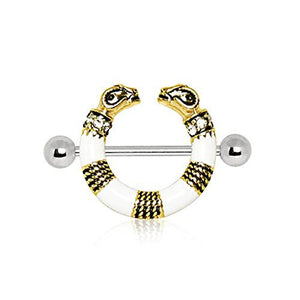 316L Stainless Steel Golden Egyptian Ram WildKlass Circular Nipple Shield-WildKlass Jewelry