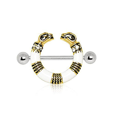316L Stainless Steel Golden Egyptian Ram WildKlass Circular Nipple Shield-WildKlass Jewelry