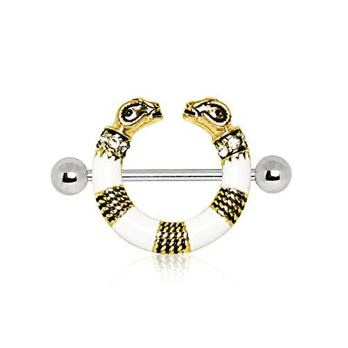 316L Stainless Steel Golden Egyptian Ram WildKlass Circular Nipple Shield-WildKlass Jewelry