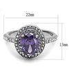 WildKlass Stainless Steel Ring High Polished Women AAA Grade CZ Amethyst-WildKlass Jewelry