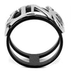 WildKlass Stainless Steel Ring Two-Tone IP Black Women-WildKlass Jewelry
