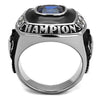 WildKlass Stainless Steel Ring High Polished Men Synthetic Sapphire-WildKlass Jewelry