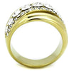 WildKlass Stainless Steel Ring IP Gold Women Top Grade Crystal Clear-WildKlass Jewelry