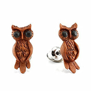 WildKlass Art Owl Makerpin Earring Studs-WildKlass Jewelry