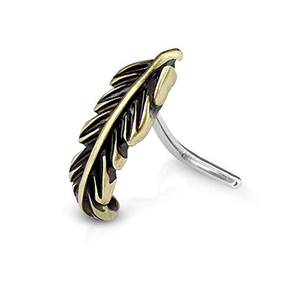 WildKlass Leaf L Bend 316L Surgical Steel Nose Crawler Studs-WildKlass Jewelry