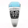 WildKlass Stainless Steel Ring High Polished Men Synthetic Sea Blue-WildKlass Jewelry