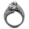 WildKlass Stainless Steel Ring IP Light Black (IP Gun) Women AAA Grade CZ Clear-WildKlass Jewelry