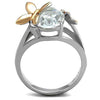 WildKlass Stainless Steel Ring Two-Tone IP Rose Gold Women AAA Grade CZ Clear-WildKlass Jewelry