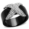 WildKlass Stainless Steel Ring Two-Tone IP Black Men Top Grade Crystal Clear-WildKlass Jewelry