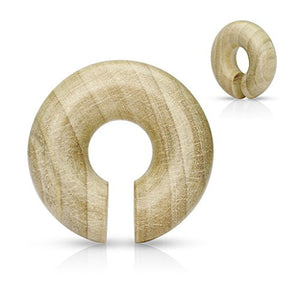 Organic Crocodile Wood Round Ear Spiral WildKlass Taper/ Septum Hangers-WildKlass Jewelry