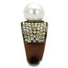 WildKlass Stainless Steel Ring IP Coffee Light Women Synthetic White-WildKlass Jewelry