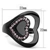 WildKlass Stainless Steel Ring IP Black Women Top Grade Crystal Light Rose-WildKlass Jewelry