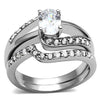 WildKlass Stainless Steel Ring High Polished Women AAA Grade CZ Clear-WildKlass Jewelry