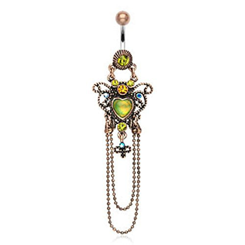 Vintage Heart WildKlass Navel Ring Chain Dangle (Sold by Piece)-WildKlass Jewelry