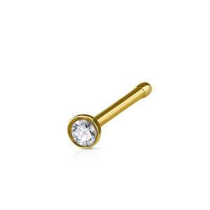 Crystal Set Half Ball Top IP Over 316L Surgical Steel WildKlass Nose Stud Rings-WildKlass Jewelry
